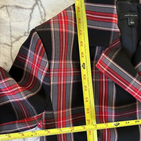 NWOT ANN TAYLOR BLACK RED PLAID RELAXED DOUBLE BREASTED BLAZER JACKET SZ 2/ M - Picture 5 of 12